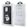 Karl Lagerfeld для iPhone 16 Pro чехол Cardslot Stand PU Saffiano Monogram NFT Choupette Hard Black