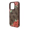 Guess для iPhone 16 Pro чехол PU Flowers Roses Hard Brown (MagSafe)