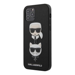 Чехол Karl Lagerfeld PU Saffiano Karl and Choupette Hard для iPhone 12 | 12 Pro, черный