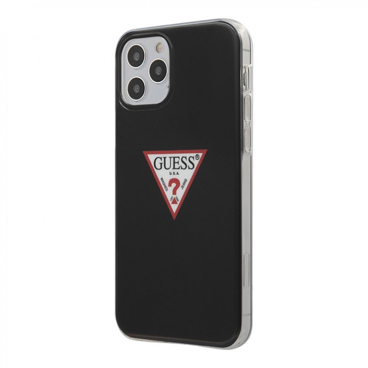 Чехол Guess Shiny Triangle logo Hard для iPhone 12 mini, черный