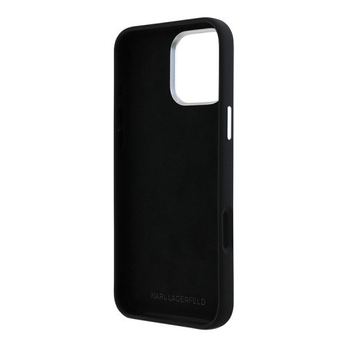 Karl Lagerfeld для iPhone 16 Pro Max чехол Liquid Silicone Metal Logo Initials Hard Black
