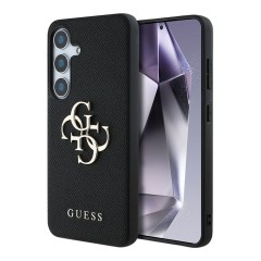 Guess для Galaxy S25 чехол PU Grained leather 4G Big metal logo Hard Black