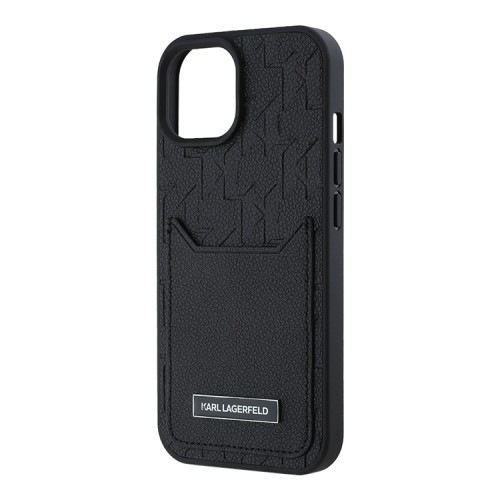 Karl Lagerfeld для iPhone 15 чехол Cardslot PU Monogram/Grained Pocket Hard Black