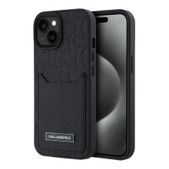 Karl Lagerfeld для iPhone 15 чехол Cardslot PU Monogram/Grained Pocket Hard Black