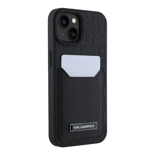 Karl Lagerfeld для iPhone 15 чехол Cardslot PU Monogram/Grained Pocket Hard Black