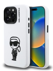 Karl Lagerfeld для iPhone 15 Pro Max чехол Liquid Silicone Sketch Karl Ikonik White (MagSafe)