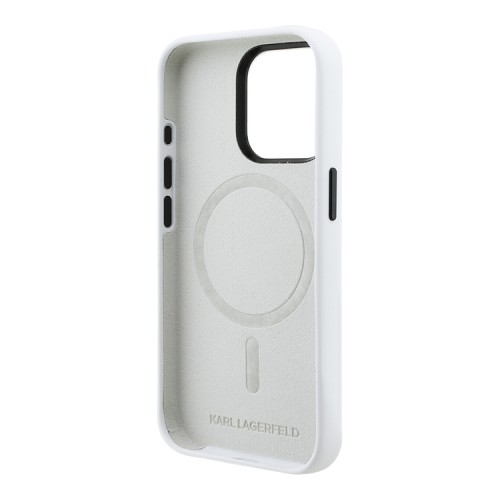 Karl Lagerfeld для iPhone 15 Pro Max чехол Liquid Silicone Sketch Karl Ikonik White (MagSafe)
