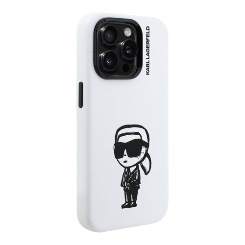Karl Lagerfeld для iPhone 15 Pro Max чехол Liquid Silicone Sketch Karl Ikonik White (MagSafe)