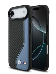 BMW для iPhone Air чехол M-series PU Carbon/Smooth Metal logo Hard Black/Blue (MagSafe)