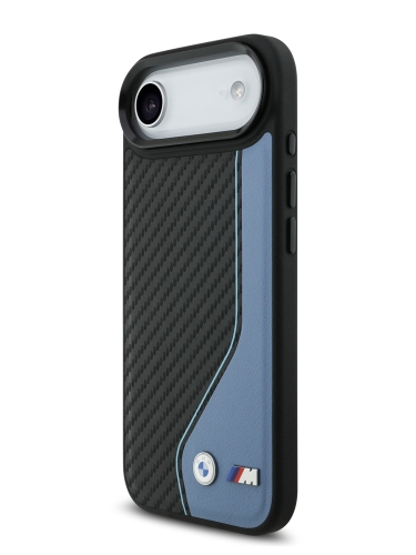 BMW для iPhone Air чехол M-series PU Carbon/Smooth Metal logo Hard Black/Blue (MagSafe)