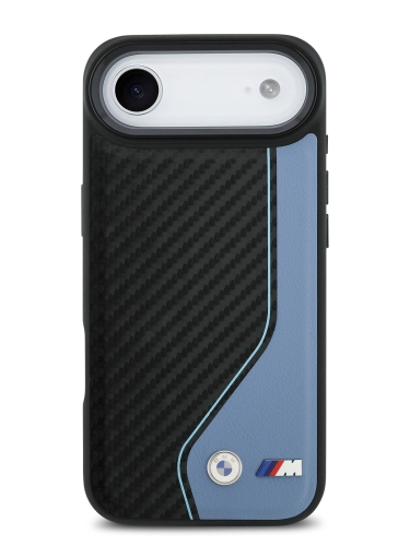 BMW для iPhone Air чехол M-series PU Carbon/Smooth Metal logo Hard Black/Blue (MagSafe)