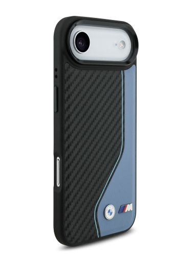 BMW для iPhone Air чехол M-series PU Carbon/Smooth Metal logo Hard Black/Blue (MagSafe)