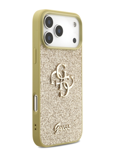 Guess для iPhone 17 Pro Max чехол Fixed Glitters 4G Big metal logo Hard Gold
