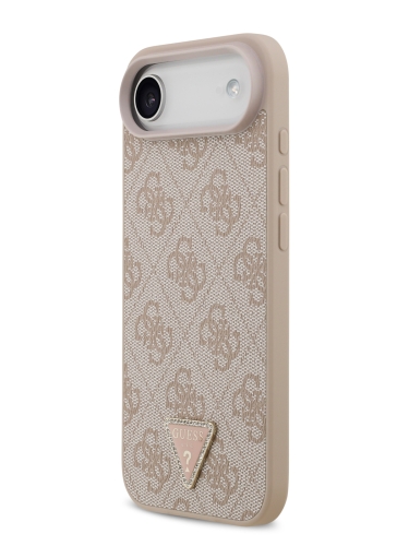 Guess для iPhone Air чехол PU 4G Triangle Diamond metal logo Hard Pink (MagSafe)