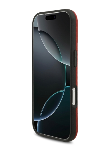 BMW для iPhone 17 Pro чехол M-series PU Full Wrapped Metal logo & Cam Hard Red (MagSafe)