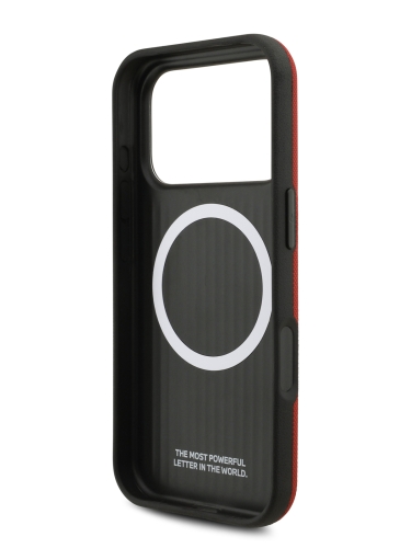 BMW для iPhone 17 Pro чехол M-series PU Full Wrapped Metal logo & Cam Hard Red (MagSafe)