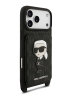 Karl Lagerfeld для iPhone 17 Pro Max чехол Crossbody cardslot PU Saffiano Monogram NFT Karl Ikon Hard Black