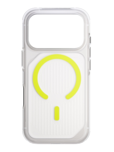 Uniq для iPhone 17 Pro чехол Combat Active Frost Clear/Lume-Lime (MagSafe)