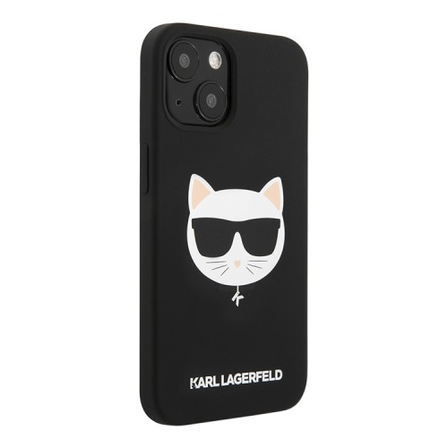Чехол Karl Lagerfeld Liquid silicone Choupette Hard для iPhone 13, черный