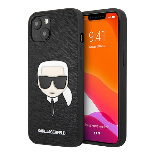 Чехол Lagerfeld PU Saffiano Karl's Head Hard для iPhone 13, черный