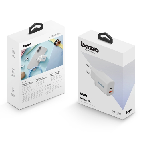 Energea СЗУ Bazic GoPort Velox GaN35, USB-C PD35 +USB-A QC3.0 total 35W Vanilla