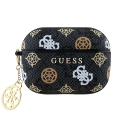 Guess для Airpods Pro 3 чехол PU 4G Colored Peony with 4G Charm Black
