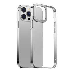 Чехол Baseus Glitter Case PC with metal armor для iPhone 13 Pro, серебристая рамка