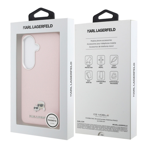 Karl Lagerfeld для Galaxy S26+ чехол PU Saffiano FW Karl&Choup Heads metal &Cam Hard Pink (MagSafe)