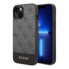 Чехол Guess 4G Stripe Metal logo Hard для iPhone 14, серый