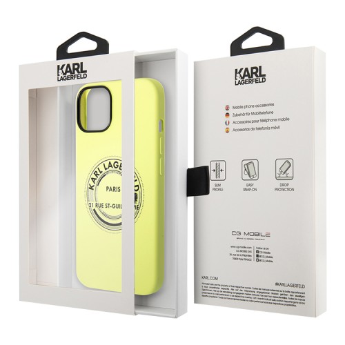 Чехол Lagerfeld Liquid silicone Round RSG logo для iPhone 14, зеленый