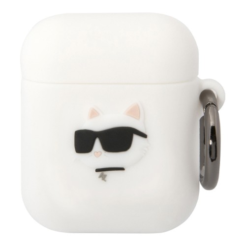 Чехол Lagerfeld Silicone case with ring NFT 3D Choupette для Airpods 1/2, белый