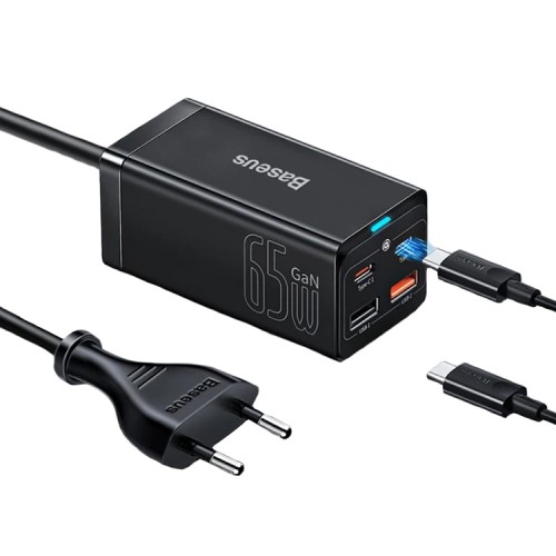 Зарядная станция Baseus GaN3 Pro Desktop Fast Charger 2USB-C + 2USB-A 65W EU +Xiaobai Cable Type-C 100W