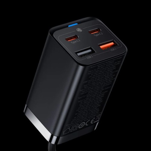 Зарядная станция Baseus GaN3 Pro Desktop Fast Charger 2USB-C + 2USB-A 65W EU +Xiaobai Cable Type-C 100W