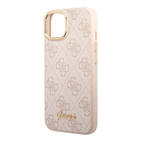 Чехол Guess PU 4G Script metal logo Hard для iPhone 14 Plus, розовый