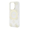 Чехол Guess Peony Glitter Hard для iPhone 14 Pro Max, прозрачный/золотой (MagSafe)