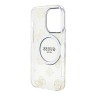 Чехол Guess Peony Glitter Hard для iPhone 14 Pro Max, прозрачный/золотой (MagSafe)