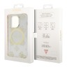 Чехол Guess Peony Glitter Hard для iPhone 14 Pro Max, прозрачный/золотой (MagSafe)