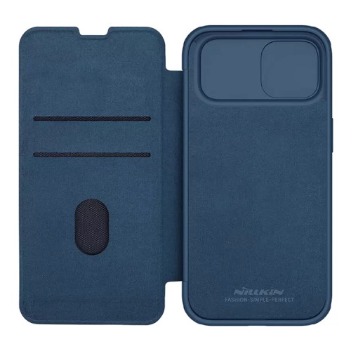 Nillkin для iPhone 15 Plus чехол QIN Pro (Cloth) Booktype Elite Blue
