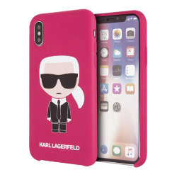 Чехол Karl Lagerfeld Liquid silicone Iconic Karl для iPhone X/XS, фуксия