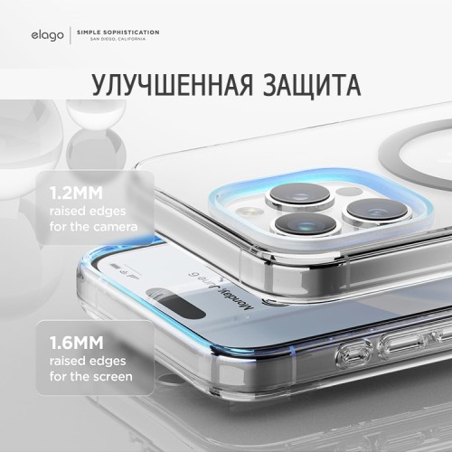 Elago для iPhone 15 Pro чехол HYBRID (pc/tpu) Clear/Medium Grey (MagSafe)