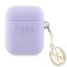 Guess для Airpods 1/2 чехол Liquid silicone 3D Logo with 4G Diamond charm Purple
