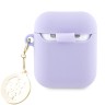 Guess для Airpods 1/2 чехол Liquid silicone 3D Logo with 4G Diamond charm Purple