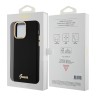 Guess для iPhone 15 Pro Max чехол Liquid silicone Gold metal logo & Camera frame Hard Black