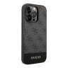 Guess для iPhone 15 Pro чехол PU 4G Bottom stripe Metal logo Hard Grey