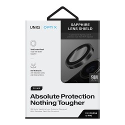 Uniq стекло сапфировое для iPhone 15 Pro, OPTIX Camera Sapphire Lens Stainless steel Grey