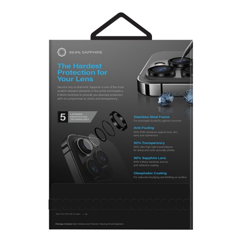 Uniq стекло сапфировое для iPhone 15 Pro, OPTIX Camera Sapphire Lens Stainless steel Grey