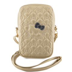 Hello Kitty для смартфонов сумка Phone ZIP Bag PU leather Quilted Bows with Strap Gold