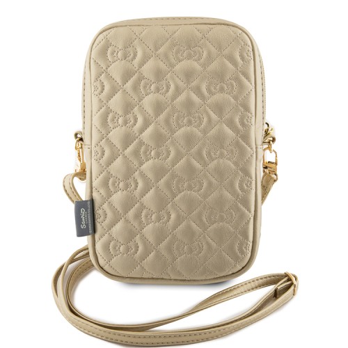 Hello Kitty для смартфонов сумка Phone ZIP Bag PU leather Quilted Bows with Strap Gold
