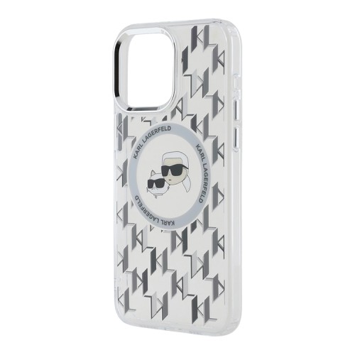 Karl Lagerfeld для iPhone 15 Pro чехол PC/TPU Monogram NFT Karl & Choup Metal Camera прозрачный (MagSafe)