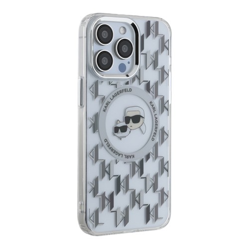 Karl Lagerfeld для iPhone 15 Pro чехол PC/TPU Monogram NFT Karl & Choup Metal Camera прозрачный (MagSafe)